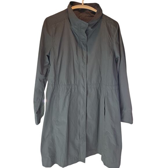 Eilleen Fisher | Grey, Knee Length, High Collar Jacket | Size Medium - Picture 2 of 7